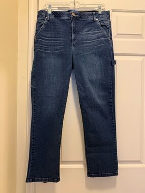 Democracy Ab-Solution Dark Indigo Straight Leg Ankle Length Cargo Jeans Size 12